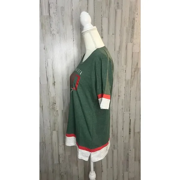 NWT Minnesota Wild Women's Graphic Tee Green‎ Red Short Sleeve Size Medium - Image 5