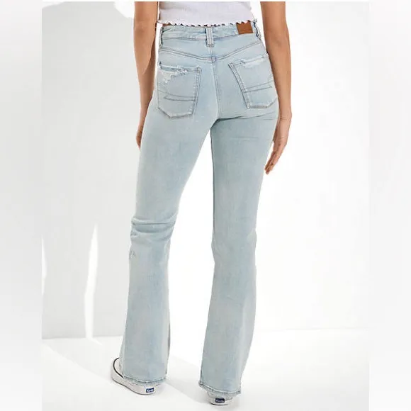 American Eagle Super Hi Rise Flare Jean in Blue Mist Next Level Stretch 16R NWT - Image 4