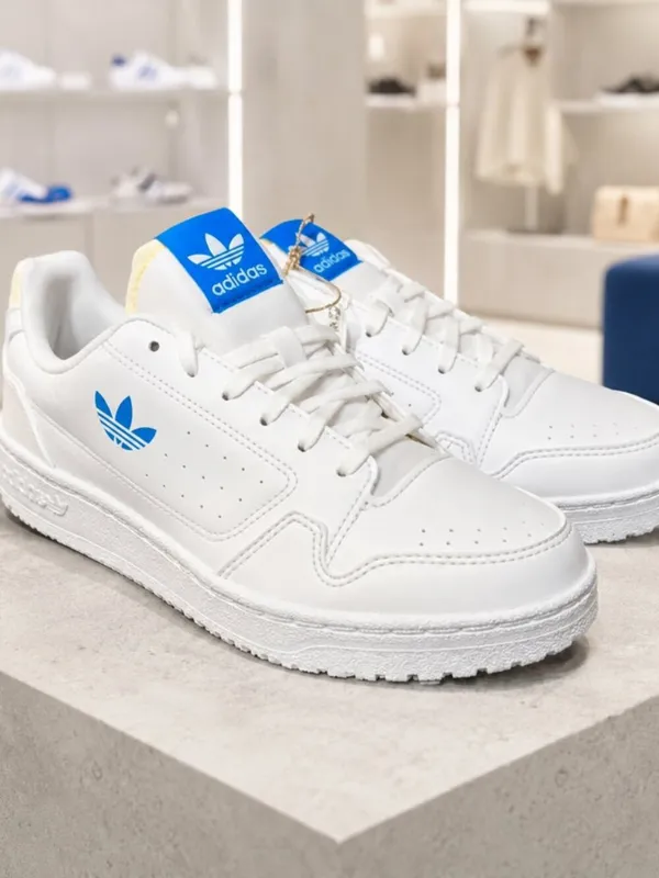 Adidas NY 90 J Women’s 6.5 Youth 5 White Blue Trefoil Sneakers New in Box - Image 3
