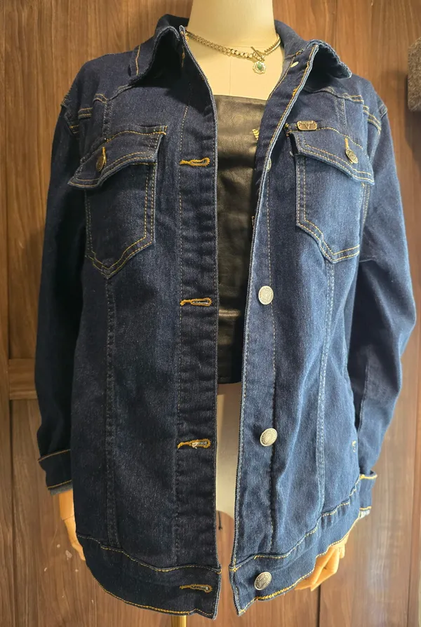 Lucky & Blessed Classic Dark Wash Denim Western Yoke Jacket - Image 6