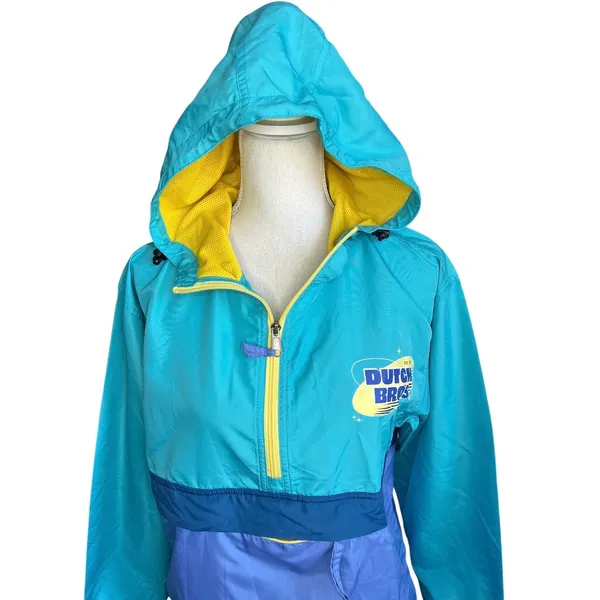 Dutch bros blue color block wonder breaker jacket size small outerwear outdoors - Image 2