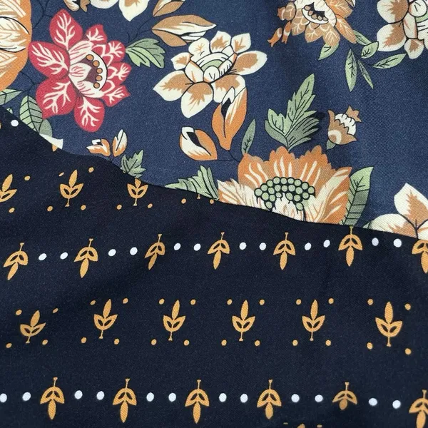 Farm Rio Boho Floral Maxi Skirt Black Tan Blue Mixed Flower Print Cottage Size S - Image 3