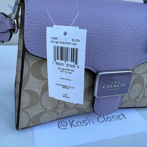 Coach Light Khaki Soft Lilac Top Handle Satchel - Image 6