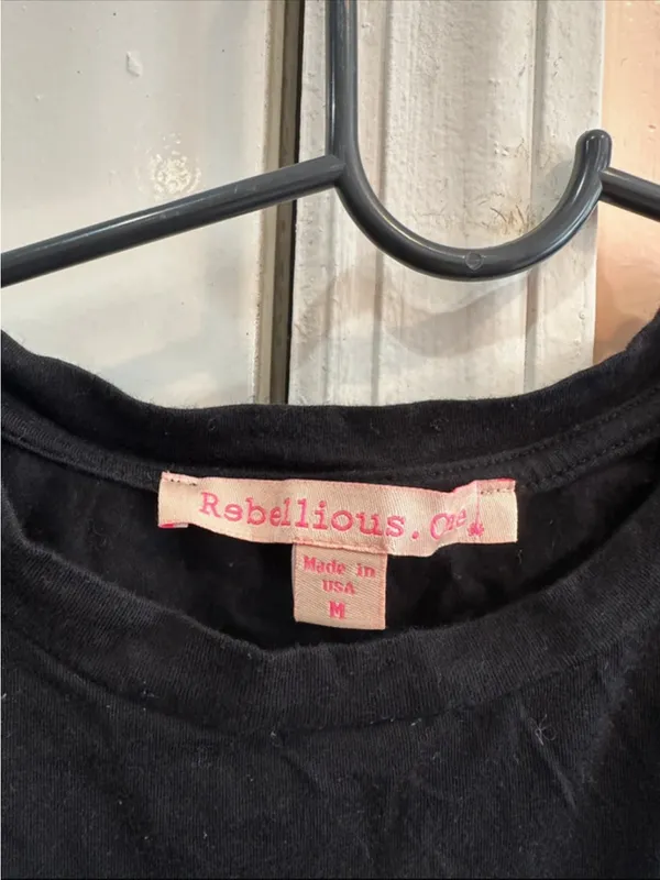 Rebellious One Black "No Selfie Control" Cropped Tee - Image 2