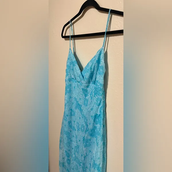 SFuzi Juniors Blue Flowing Maxi Dress | Spaghetti Strap Summer Dress - Image 4