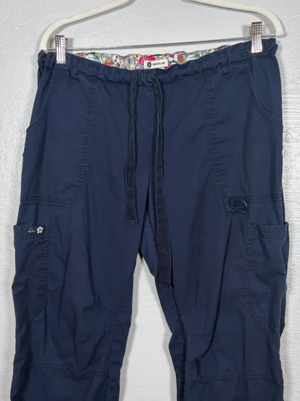 Koi Women L Regular Navy Blue Lindsey Scrub Pants Cargo Pockets Nursing Dental - Image 3