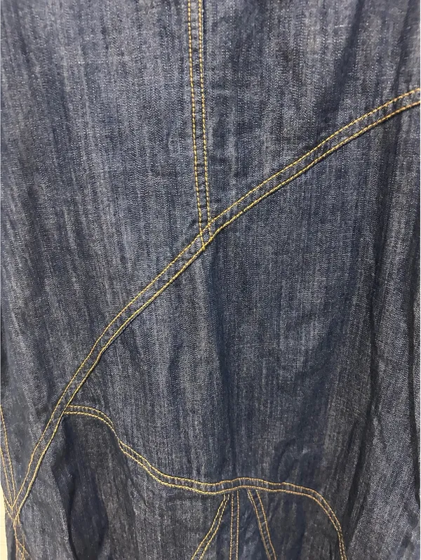 Vintage Y2K Urban Outfitters Denim Maxi Skirt S Asymmetrical Raw Hem Boho - Image 6