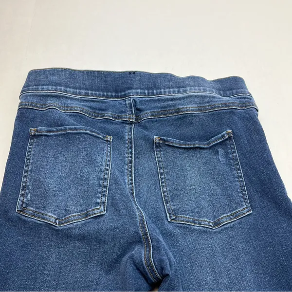 Spanx Skinny Jean Womens Large Blue Distressed Pull-on‎ Stretch Blue Denim - Image 10