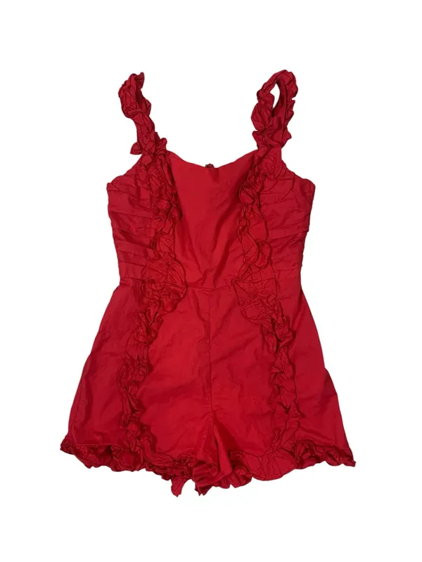 Urban Outfitters Red Ruffle Trim Sleeveless Romper S Boho Summer Playsuit - Image 2