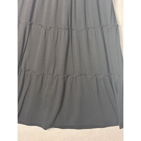 Whimsigoth Womens Tiered Midi Skirt S Black Lettuce Edge Ruffle Boho Cottagecore - Image 2