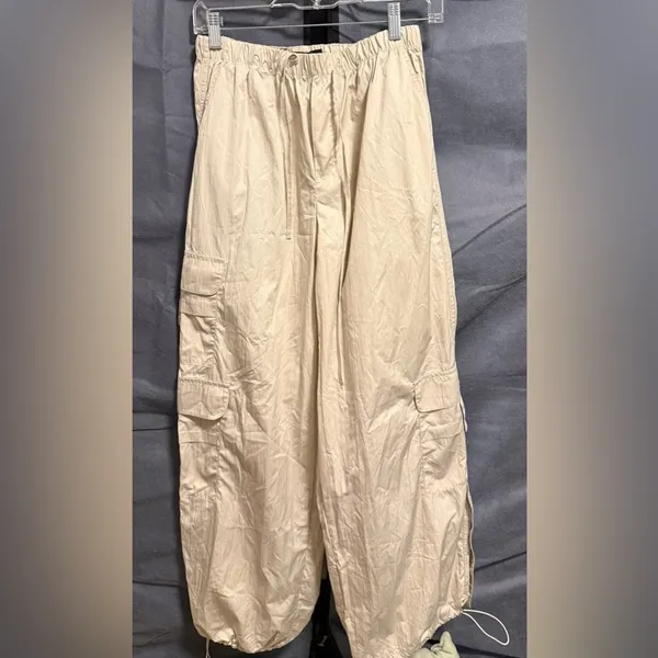 Rewash Cream Cargo parachute Pants Oversized Wide Leg Gorpcore Utility Size M - Image 3