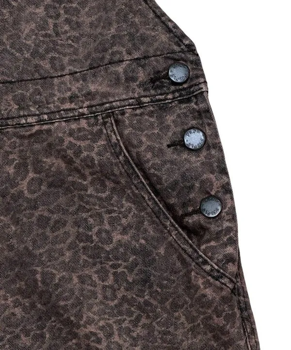 Free People womens size 8 animal print overall jumper distressed dress denim - Image 5