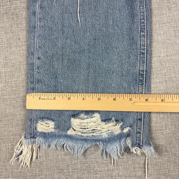 We The Free Jeans Womens 28 Blue Light Wash High Rise Straight Distressed Hem - Image 4