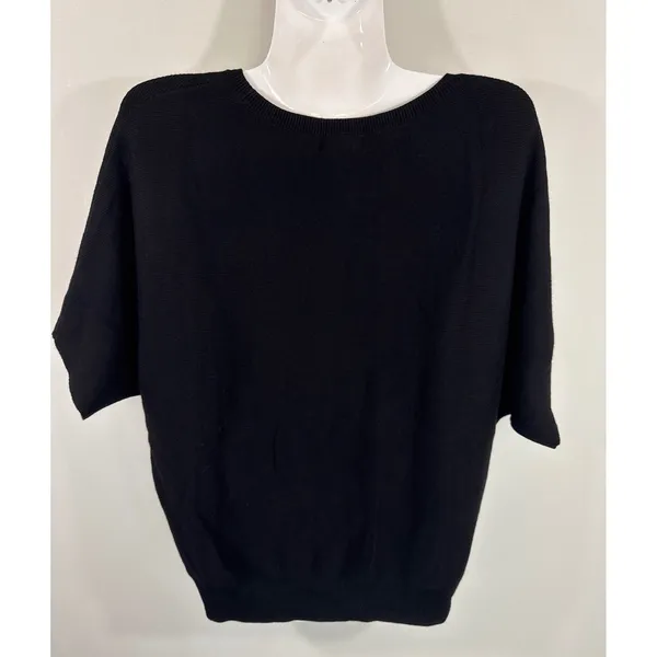 Quince Black Cotton Cashmere Batwing Short Sleeve Sweater Women Size M New - Image 5