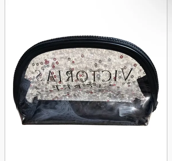 Victoria's Secret Clear Sparkle Confetti Cosmetics Makeup Bag - Image 3
