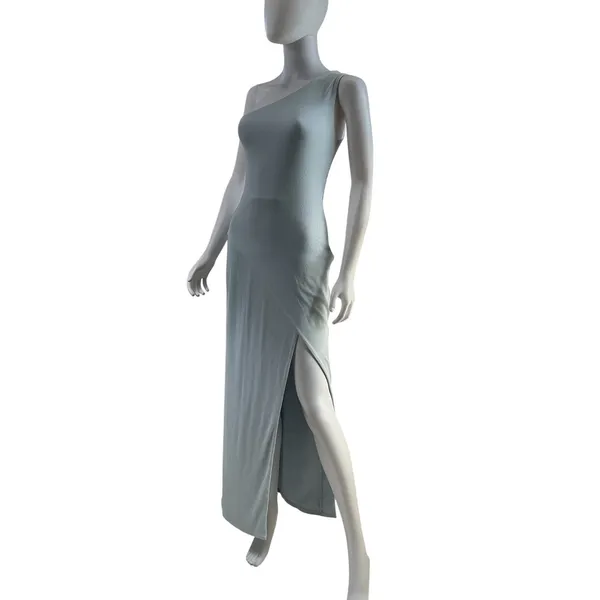 Abercrombie & Fitch One Shoulder‎ Ribbed Maxi Dress Light Blue Tall XST NEW - Image 3