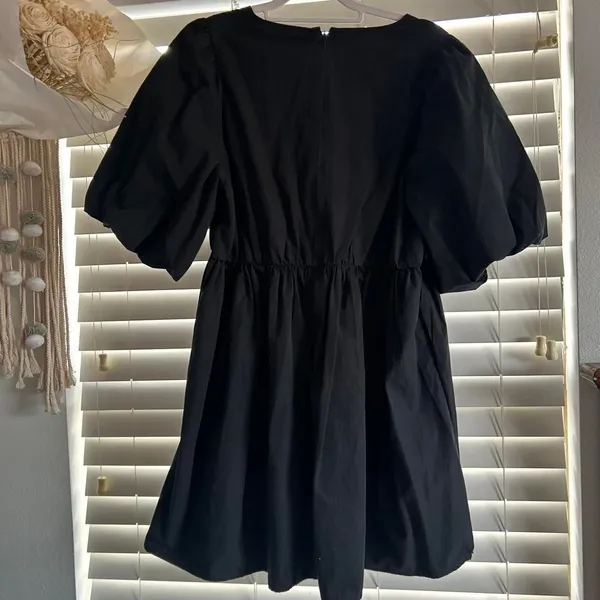 Madewell Black Cotton Babydoll Mini Dress Size 12 coquette - Image 2