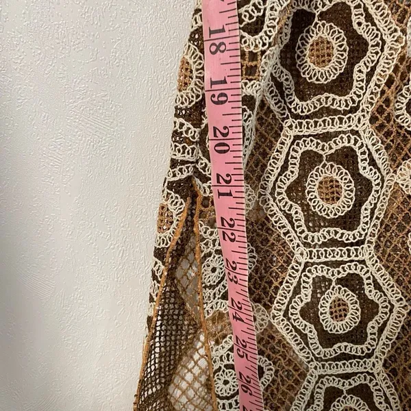 Free People XS Crochet Lace Maxi Cover Up Brown Boho Beach Resort - Image 6