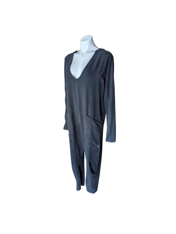 Free People Hot Shot Long-Sleeve Onesie Washed Black Jumpsuit Size XS - Image 7