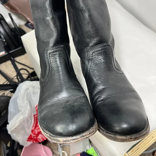 FRYE Pippa Black Back Zip Tall Leather Boots Sz 6.5 - Image 4