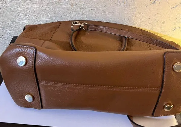 Michael Kors all leather purse with crossbody strap- brown. - Image 7