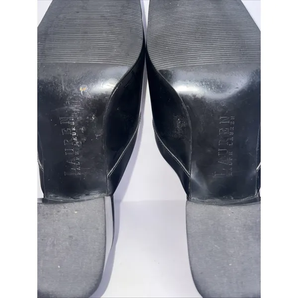 Vintage Lauren Ralph Lauren Black Leather Mule Loafers Heels 8.5B Brazil RLL - Image 12