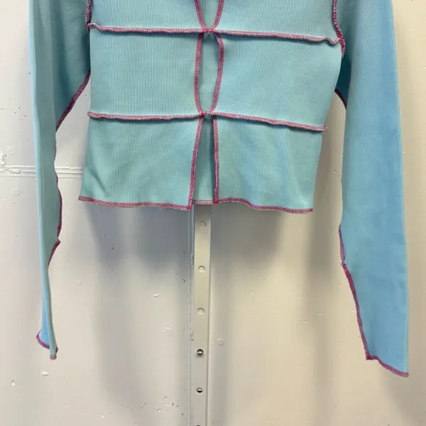 Y2K‎ The Ragged Priest Urban Outfitters Women's Blue Y2K Cutout Ribbed Top Sz 14 - Image 7