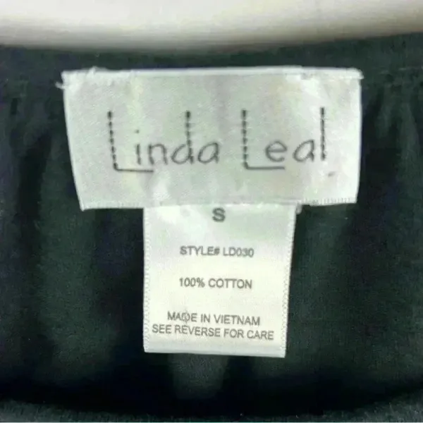 Linda Leal Women's Black Peasant Blouse‎ Long Sleeve Size S - Image 3