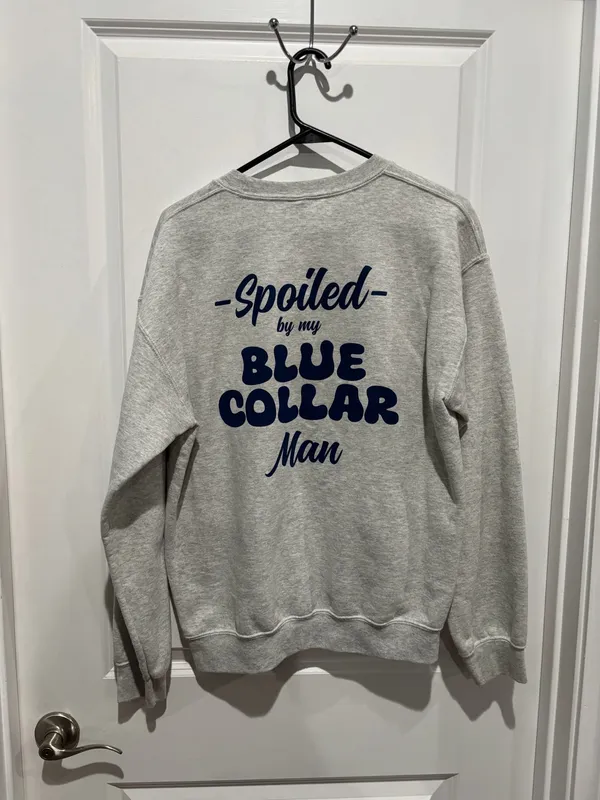 Gildan Gray Crewneck Sweatshirt with Blue Logo, Sz M - Image 2