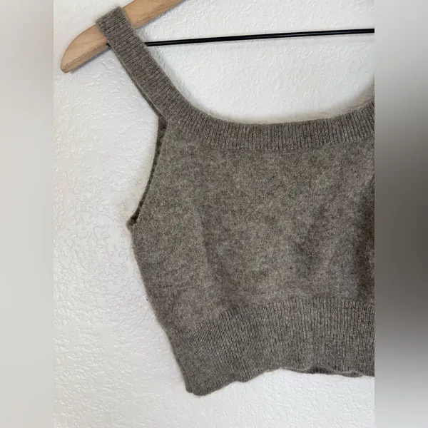 Reformation Caitlin Cashmere Cropped Cami Tank Top Medium Brown - Image 11
