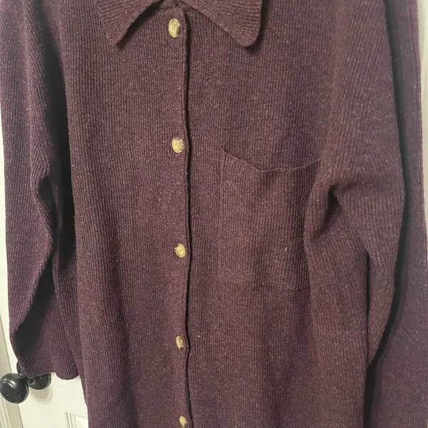EDDIE‎ BAUER button front cardigan sweater jacket size small 100% lambs wool - Image 3