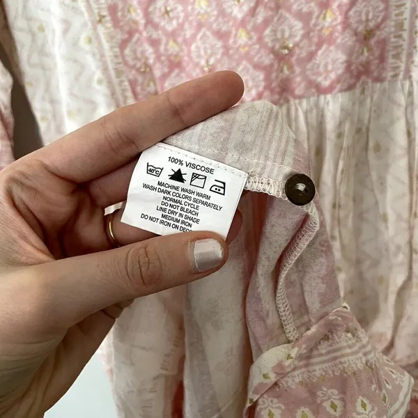 Avaasa pink‎ and white modest 3/4 sleeved lightweight dress women size medium - Image 7