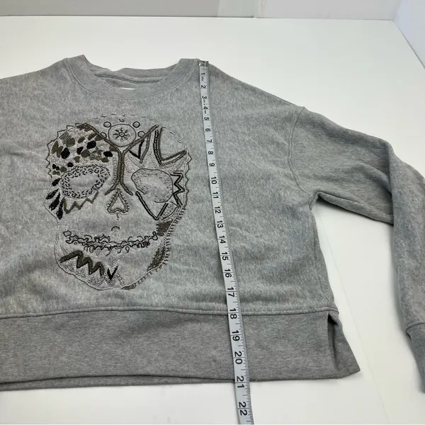 Zadig & Voltaire‎ Gray Skull Embroidered Women's Top SEE MEASUREMENTS *FLAW - Image 9