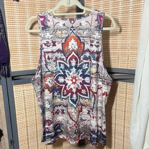 Sleeveless Floral Medallion Print Tank Top - Multicolor - Image 2