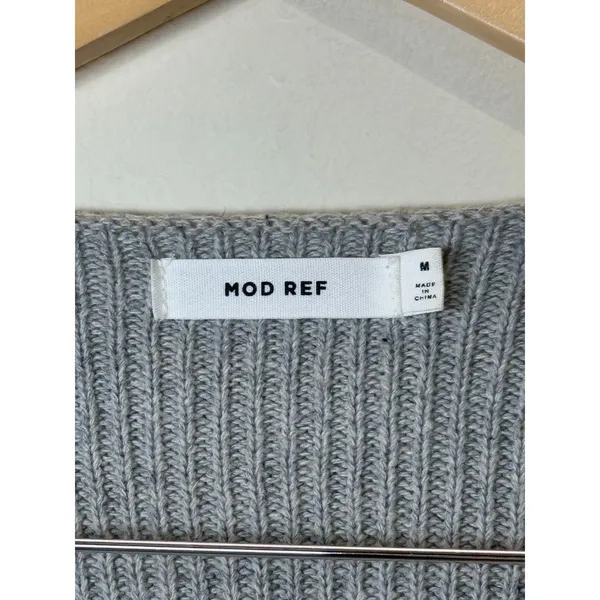 MOD REF Duster Cardigan Women M Gray Ribbed Knit Belted Sweater TR2109-A - Image 3