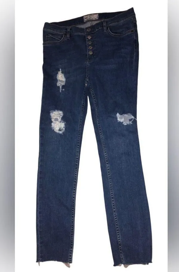 Free people high waisted denim raw hem jeans size 29 - Image 3