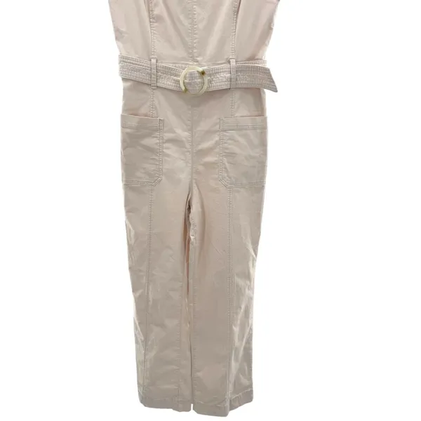 Pilcro and the Letterpress by‎ Anthropologie Belted Utility Jumpsuit Cream Cotton Blend Wide Leg 8 - Image 5