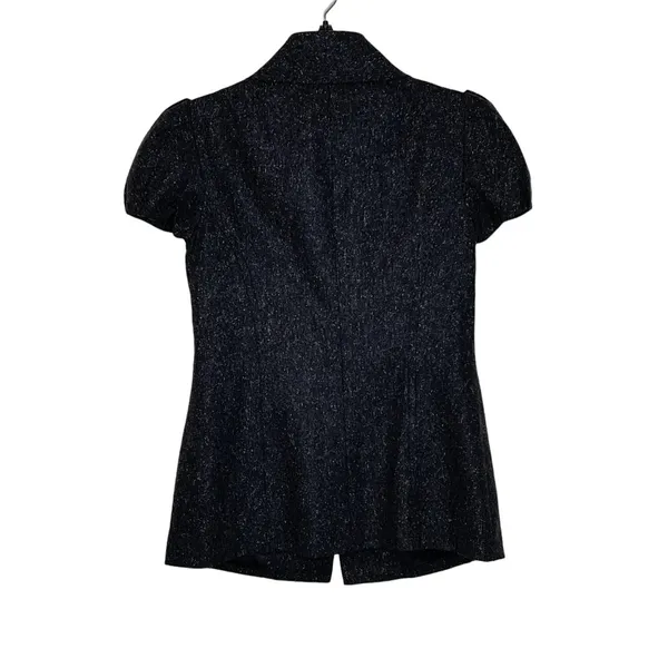 Trina‎ Turk Inner Button SS Jacket Size 2 Gray With White Fleck Womens Wool Silk - Image 6