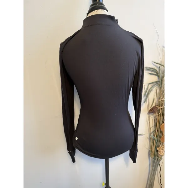 Lululemon Rulu Mock‎ Neck Long Sleeve Black Thumbholes Running Top Size 8 - Image 2