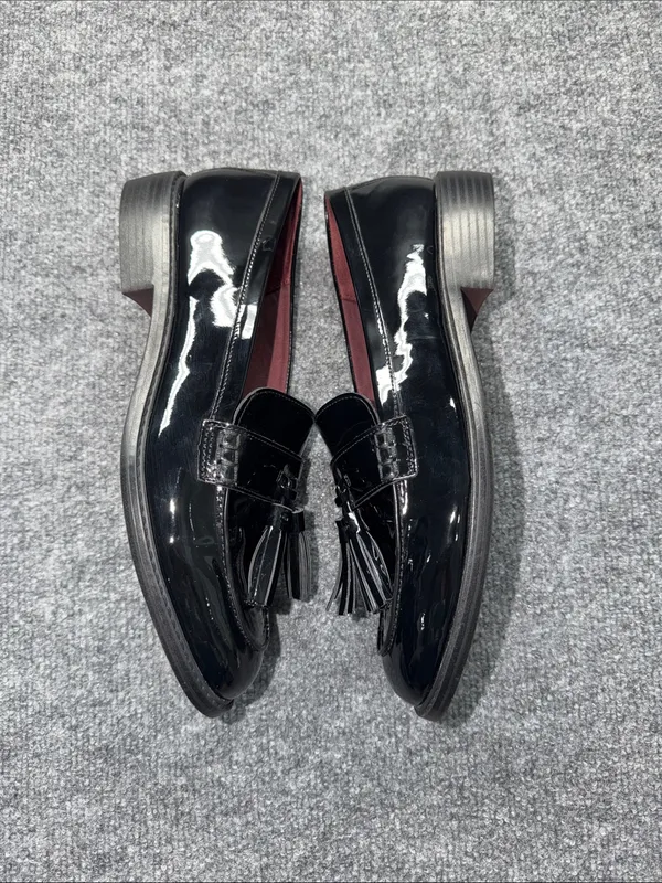 Franco Sarto Lucia Black Patent Tassel Loafers - Image 5