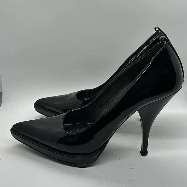 Prada Authenticated Black Patent Leather Stiletto Heel Shoes **Sz 38/US Size 8** - Image 6