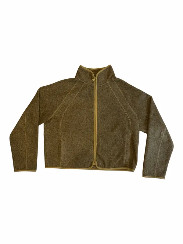 Athleta Olive and Yellow Zip-Front Fleece Jacket - Image 3