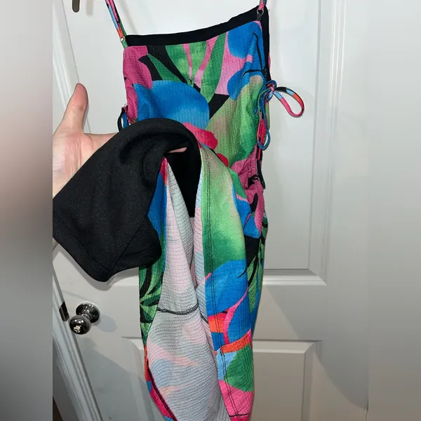 Gianni Bini Lined Y2K Resort Retro Maximalist Floral Tropical Cutout Mini Dress - Image 14