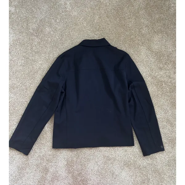 Talbots Zip Up Jacket Small Navy Blue Stretch Minimalist Career‎ M7157 - Image 5