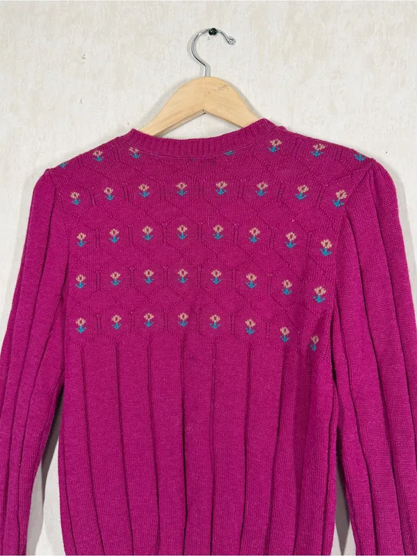 Pendleton Women’s Vintage 100% Virgin Wool Floral Sweater in Pink S - Image 5