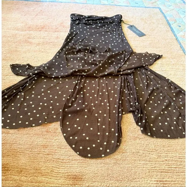 NWT Sans Souci Polka Dot Sheer Strapless Handkerchief Tube Dress Top Size M Y2K - Image 10