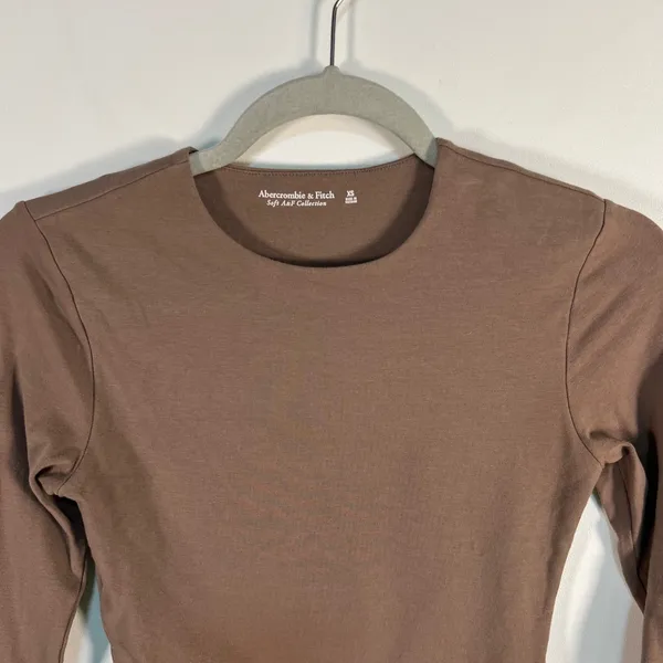 Abercrombie & Fitch Soft A&F Collection Long Sleeve‎ Bodice Brown XS Crew Neck - Image 2