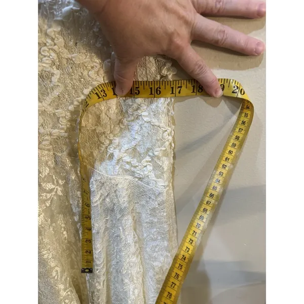 Vintage Lace Dress Size 12 Cream Ribbon Sequin Victorian‎ Romantic Delicate - Image 16