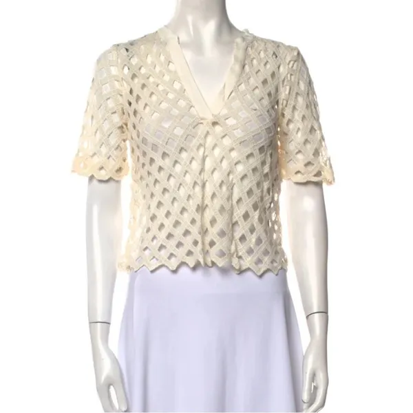 Sandro V-neck pattern lace top - Image 3