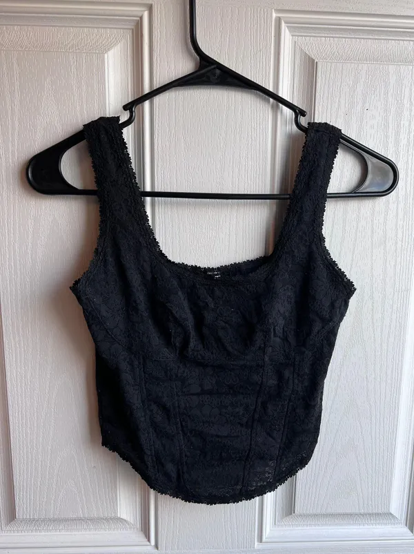 Victoria's Secret Black Floral Cropped Corset - Image 3